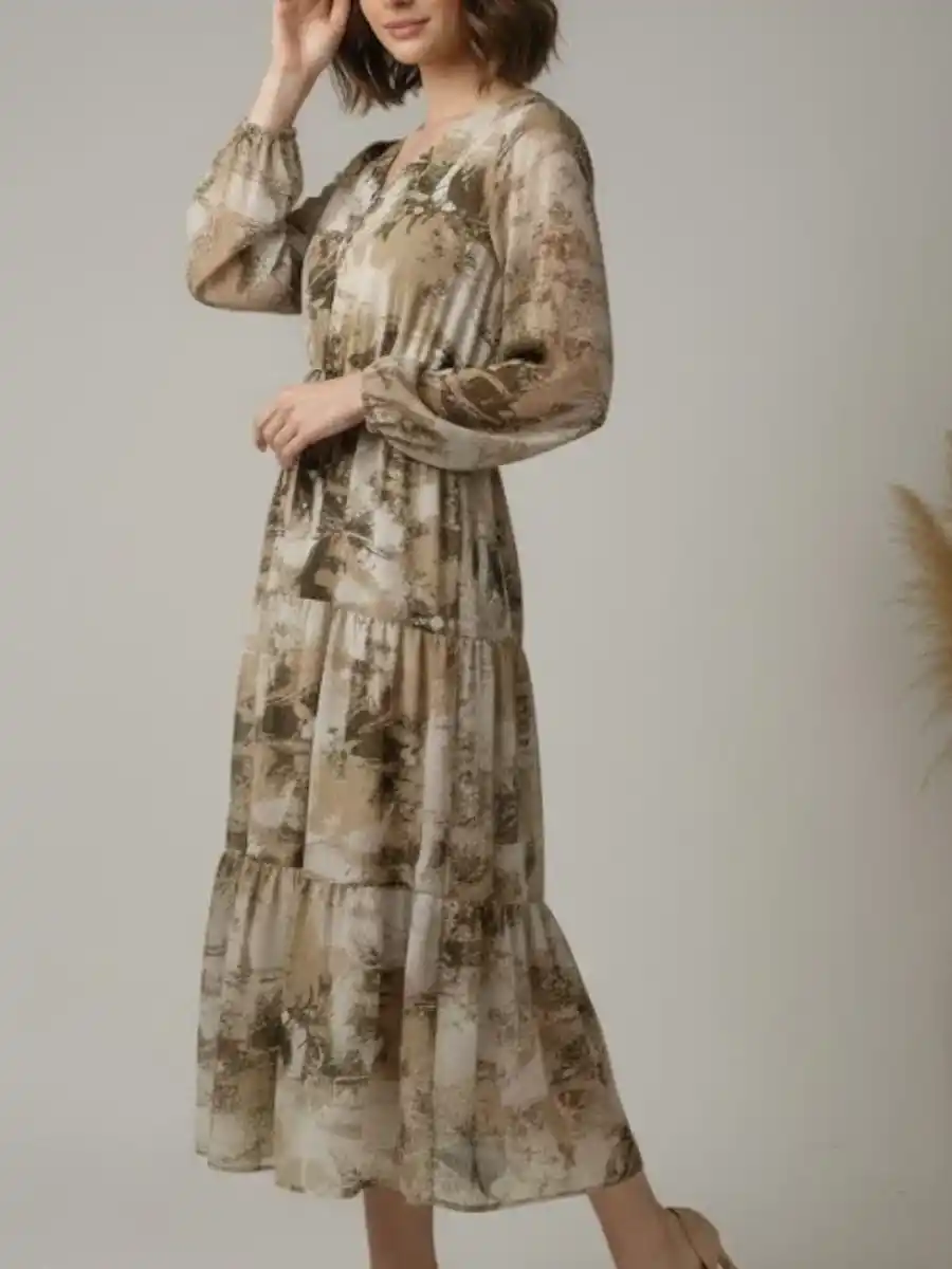 ModaFesta -floral-print-long-dress-green