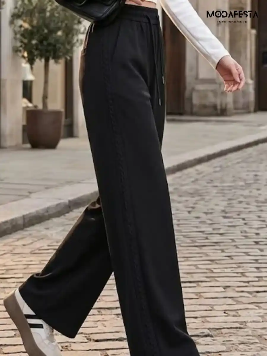 ModaFesta -truffle-knit-wide-leg-trousers-black