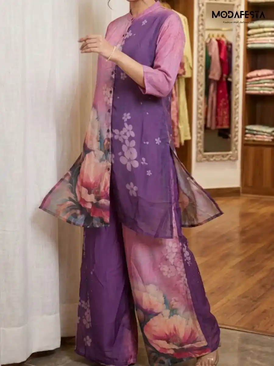 ModaFesta -elegant-floral-print-chiffon-coord-set-lilac