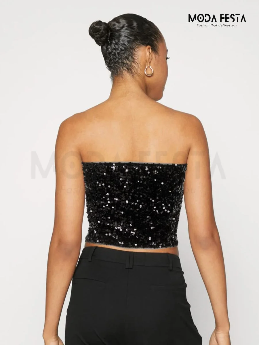 ModaFesta -sequin-crop-top-black