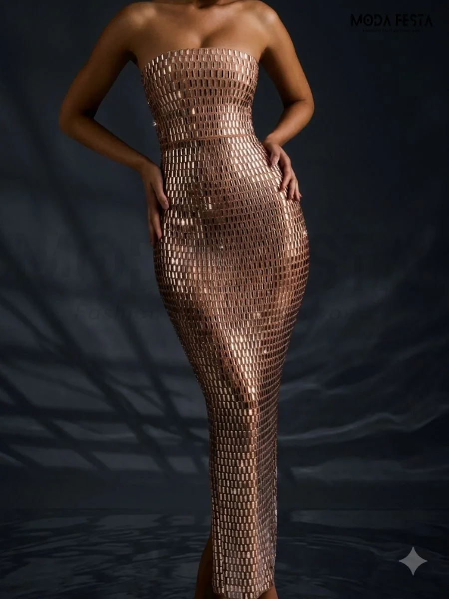 ModaFesta -rhinestone-sequin-dress-peach