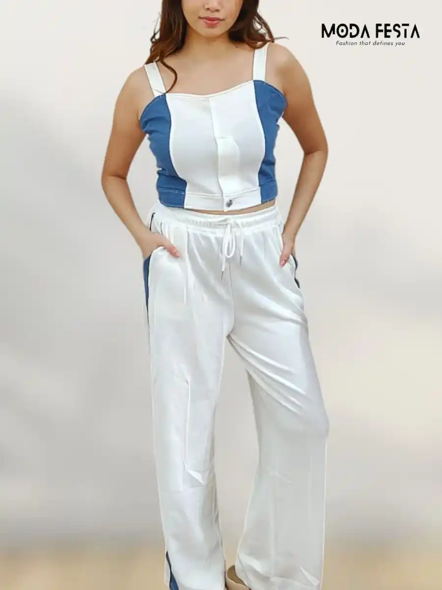 ModaFesta -elegant-top-with-pant-coord-set-white