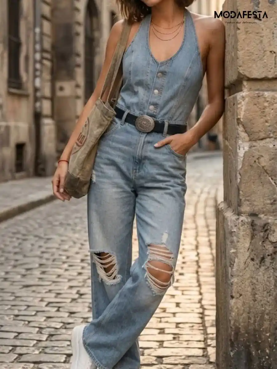 ModaFesta -elegant-denim-halter-neck-style-jumpsuit-blue