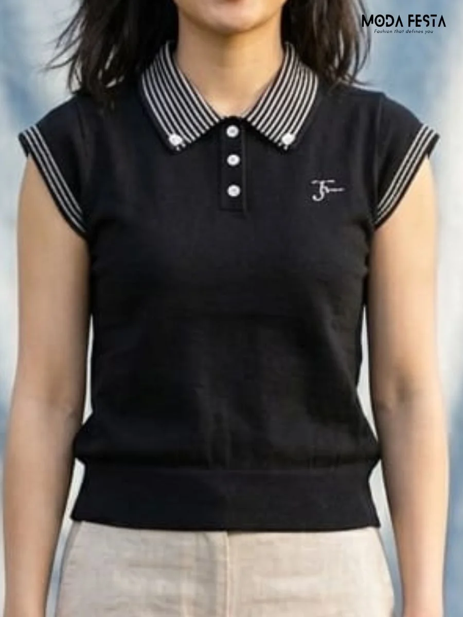 ModaFesta -striped-collar-knit-polo