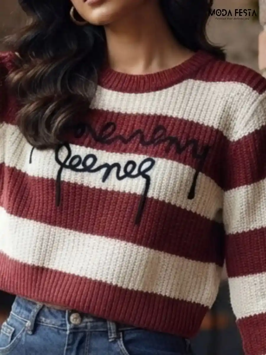 ModaFesta -maroon-white-striped-embroidered-crop-top