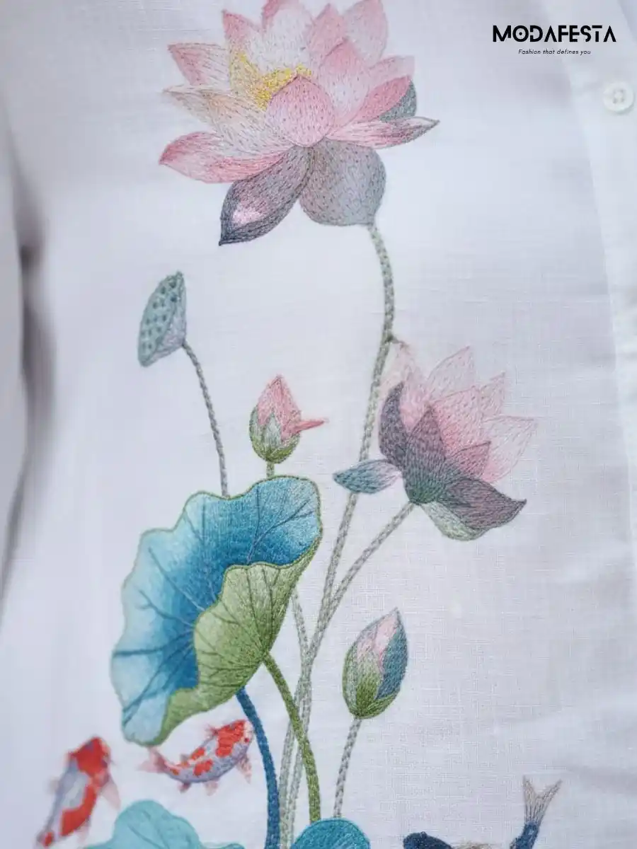 ModaFesta -elegant-floral-graphic-print-v-neck-shirt-2-white