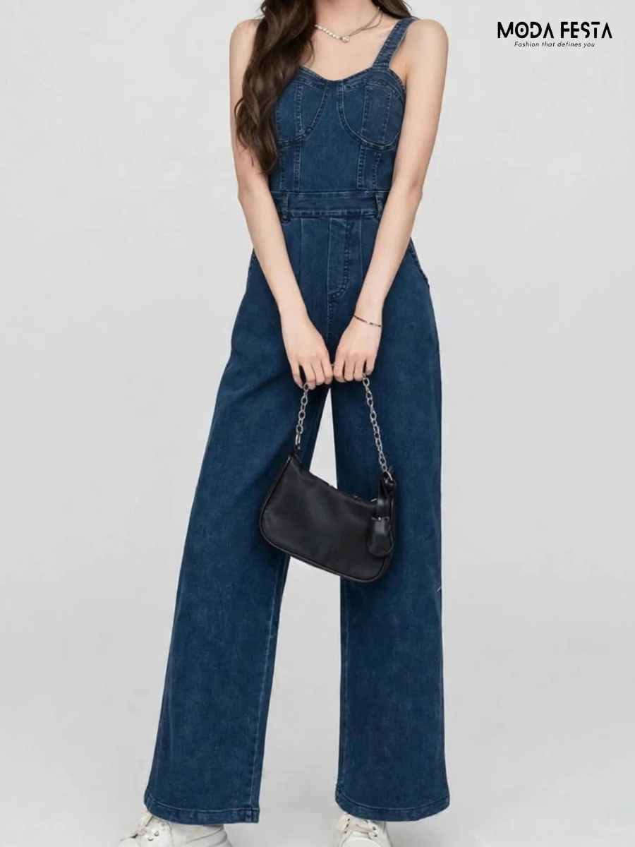 ModaFesta -slim-waist-solid-solid-jumpsuit-blue-denim