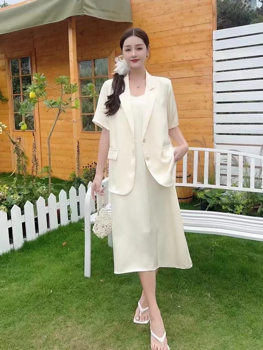 Beige Dress With BLazer