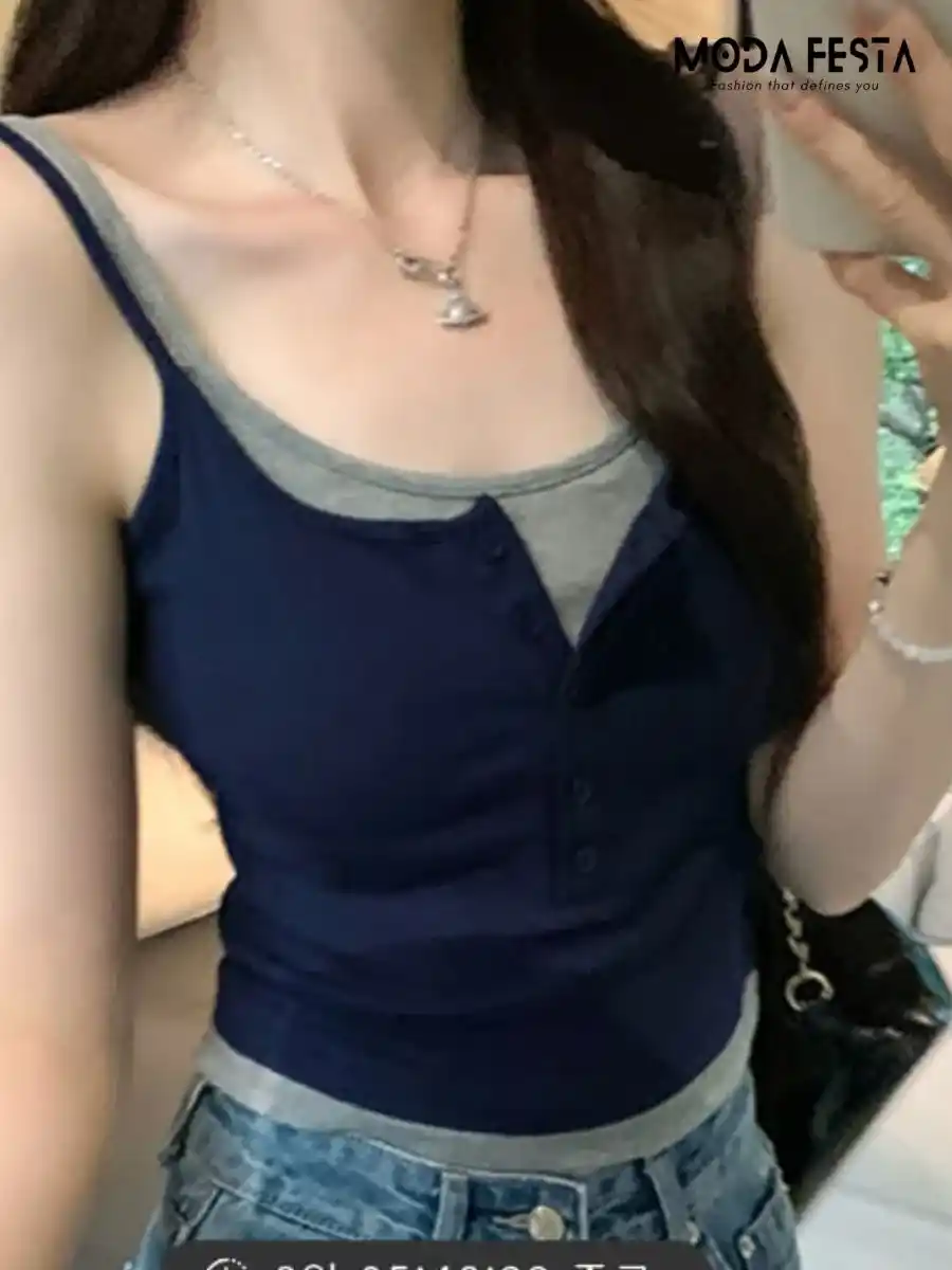 ModaFesta -elegant-layered-inner-tank-top-navy-blue