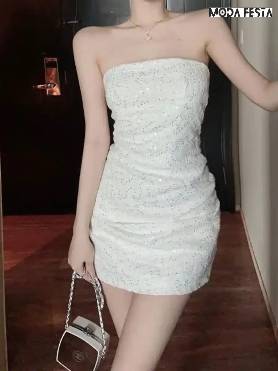 ModaFesta -sequence-partywear-short-tube-dress-beige