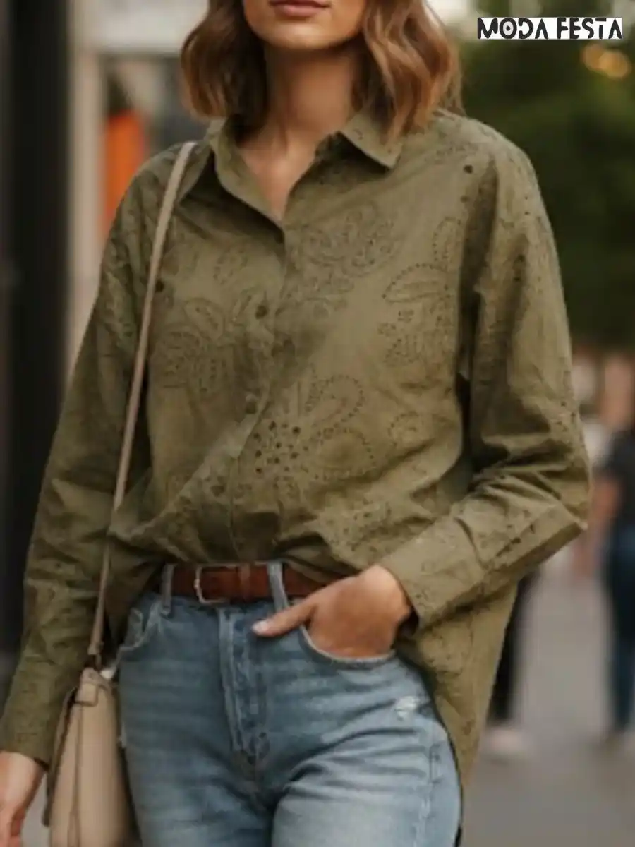 ModaFesta -elegant-cotton-shirt-with-embroidery-green