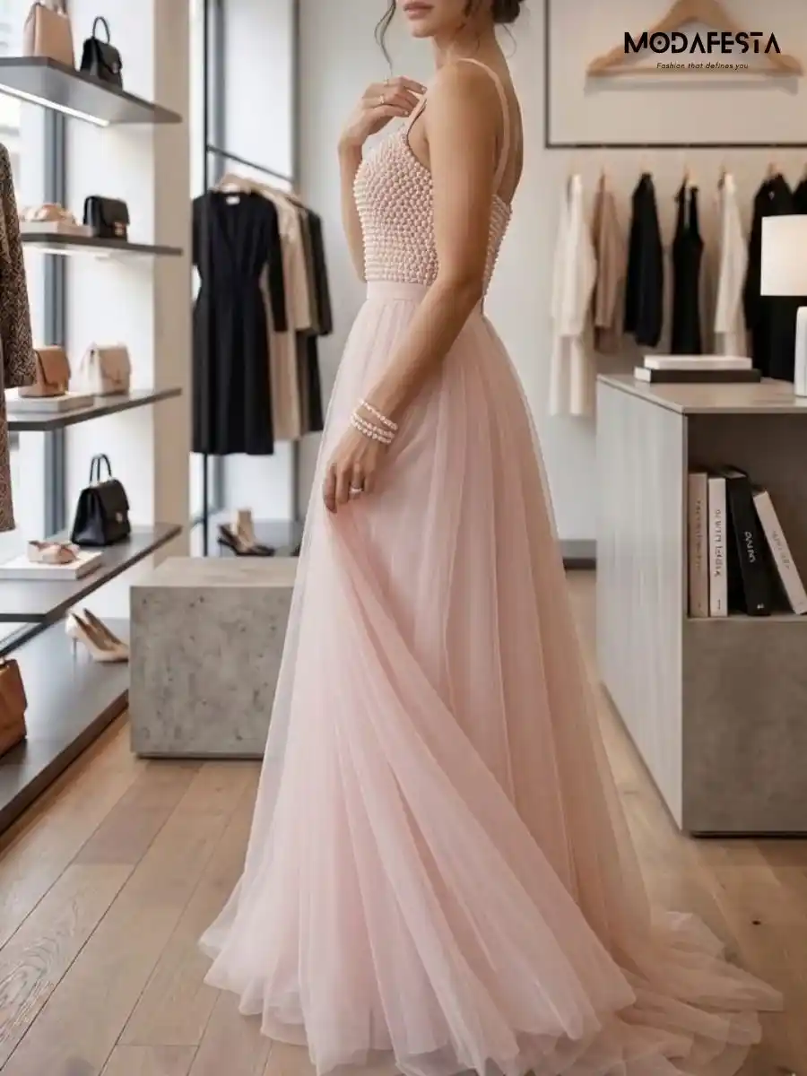ModaFesta -elegant-embellished-a-line-corset-dress-peach