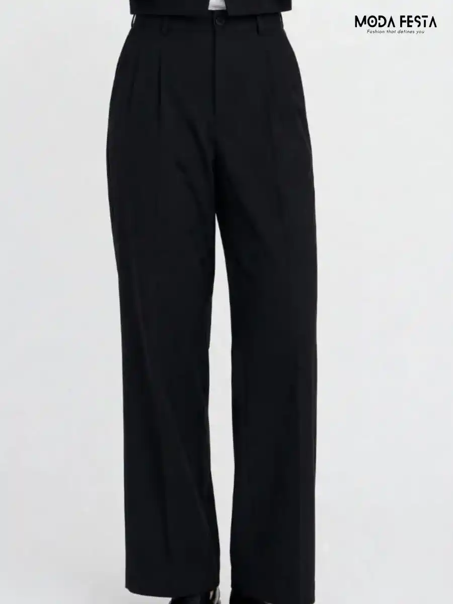 Elegant Black Straight Leg Trousers