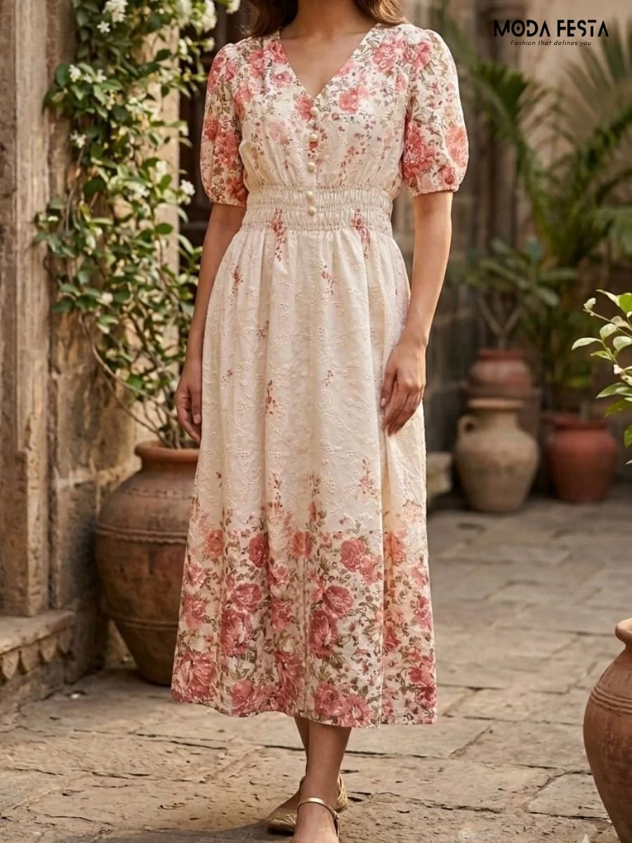Chikan Printed Dress