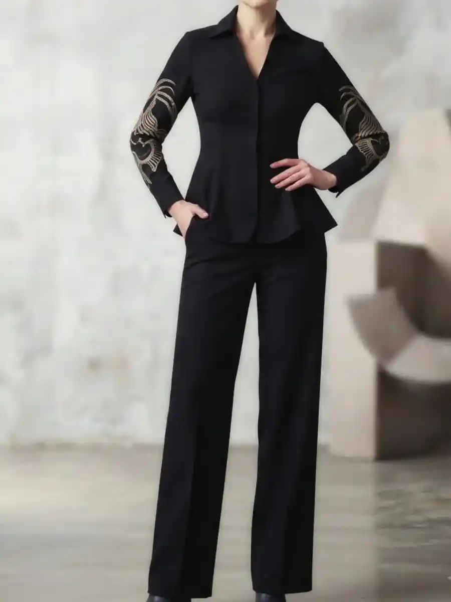 ModaFesta -elegant-black-embroidered-peplum-coord-set