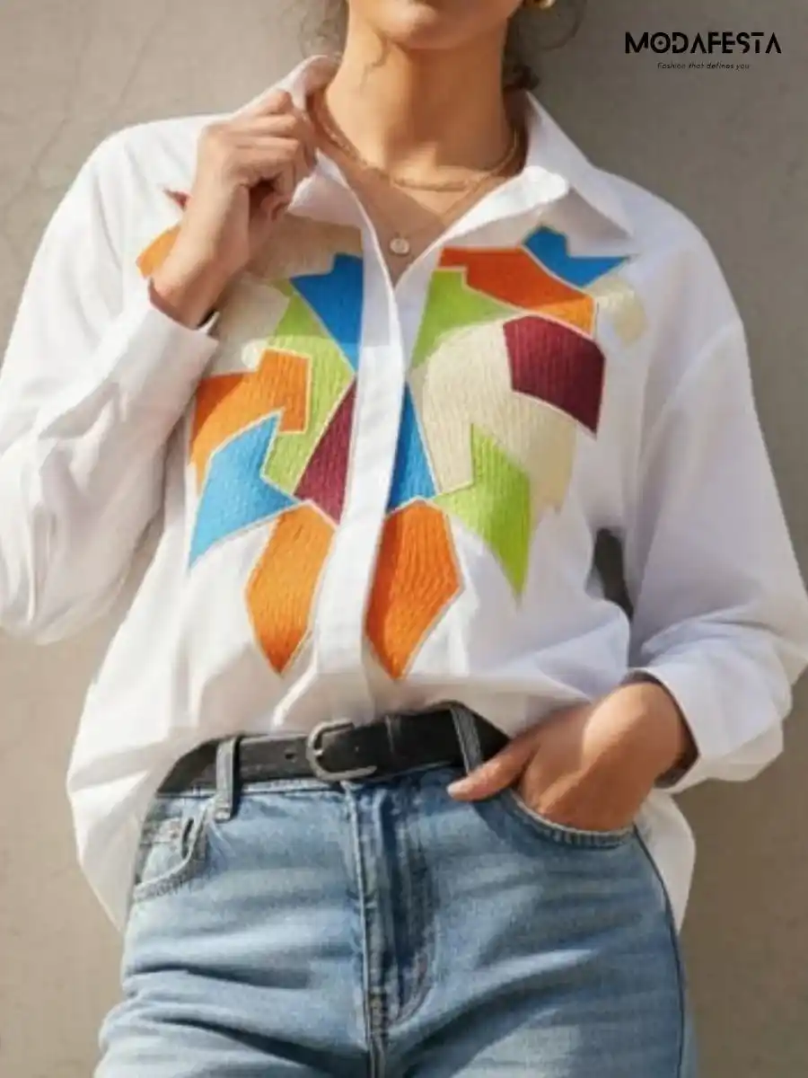ModaFesta -geometric-handcrafted-cotton-shirt-white