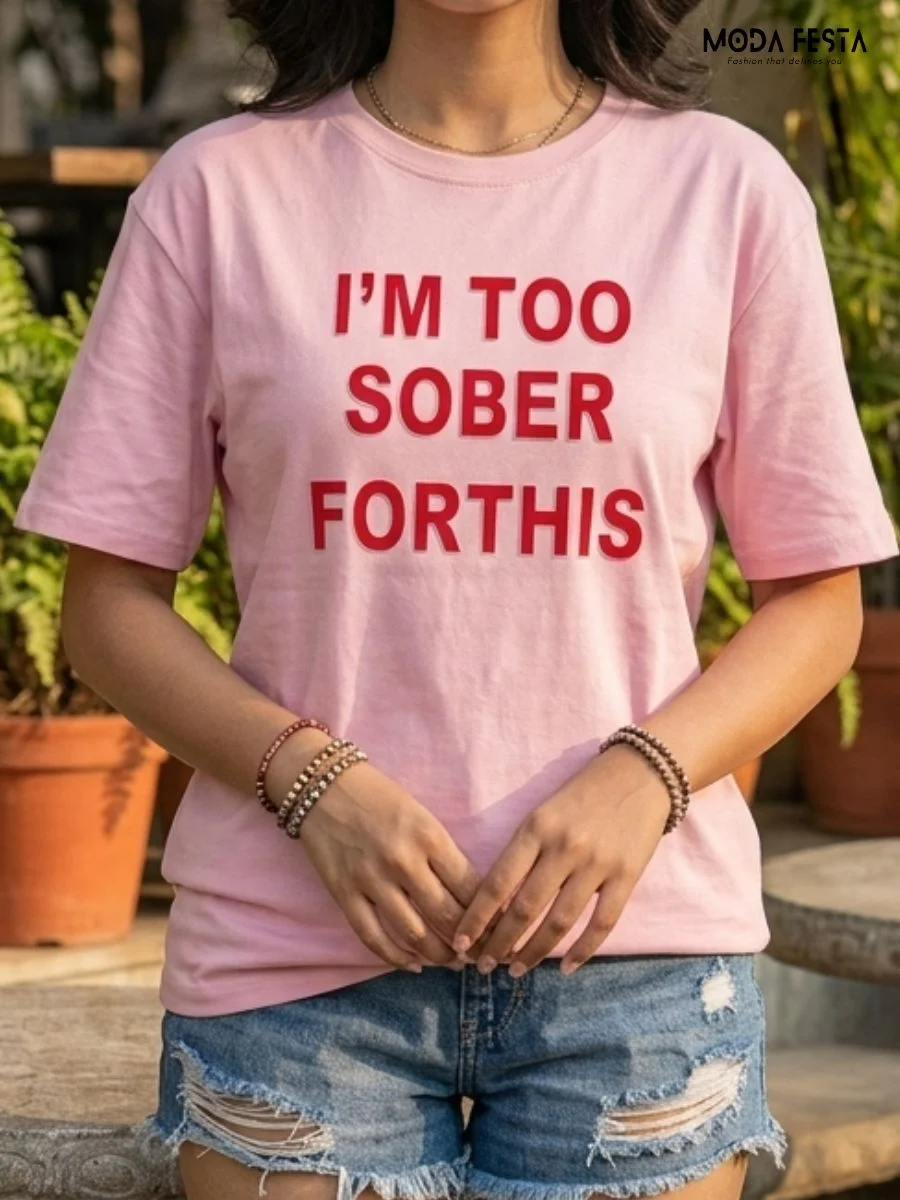 ModaFesta -bold-text-pink-tshirt