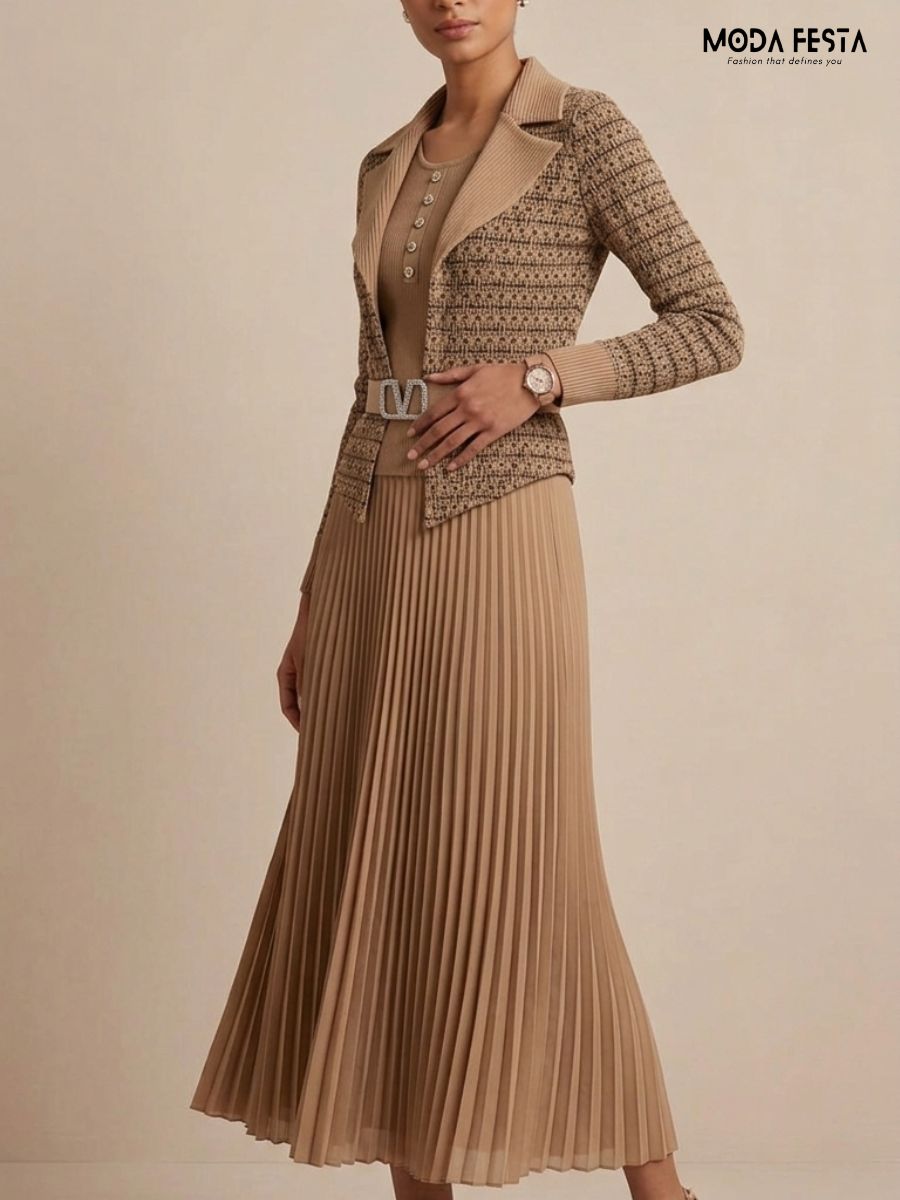 ModaFesta -clara-geometric-knit-cardigan-pleated