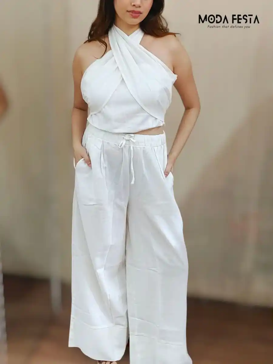 ModaFesta -elegant-style-white-linen-coord-set