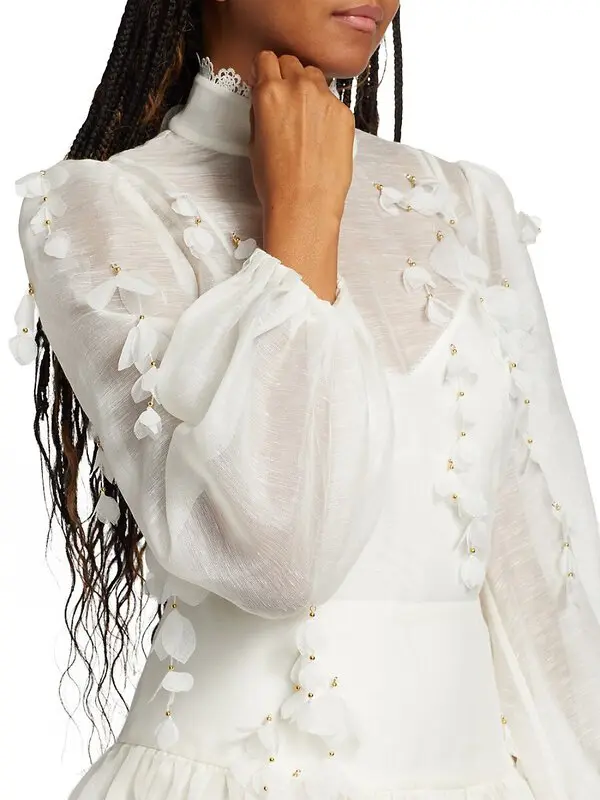 ModaFesta -long-sleeve-mini-dress-white-patchwork-flower