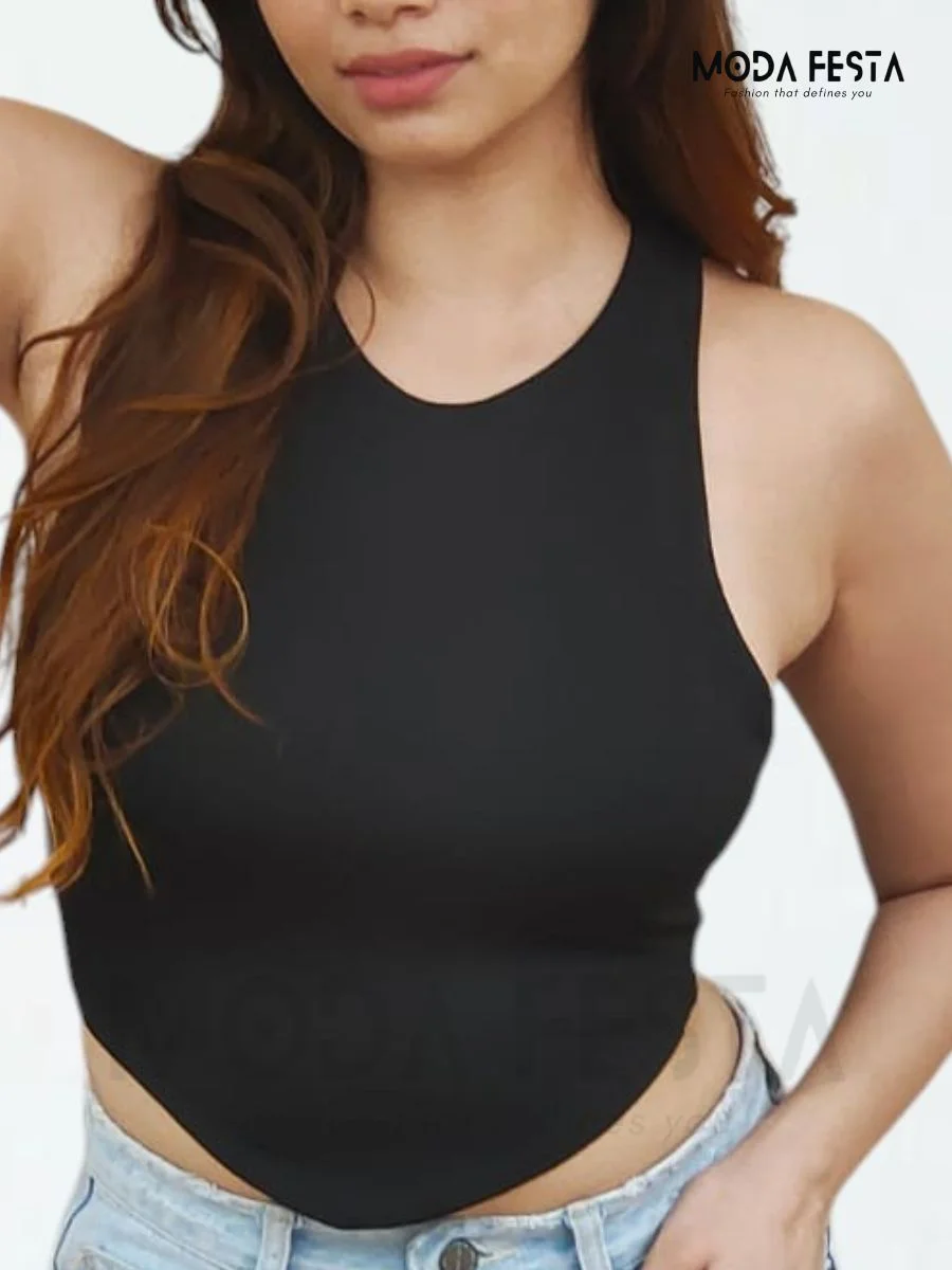 ModaFesta -elegant-crop-top-black