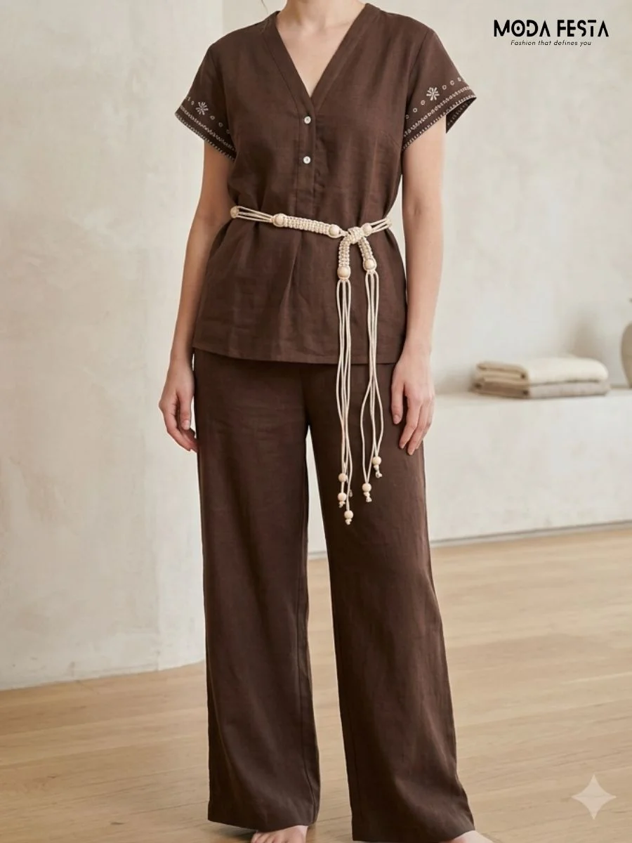 Matching Brown Linen Set