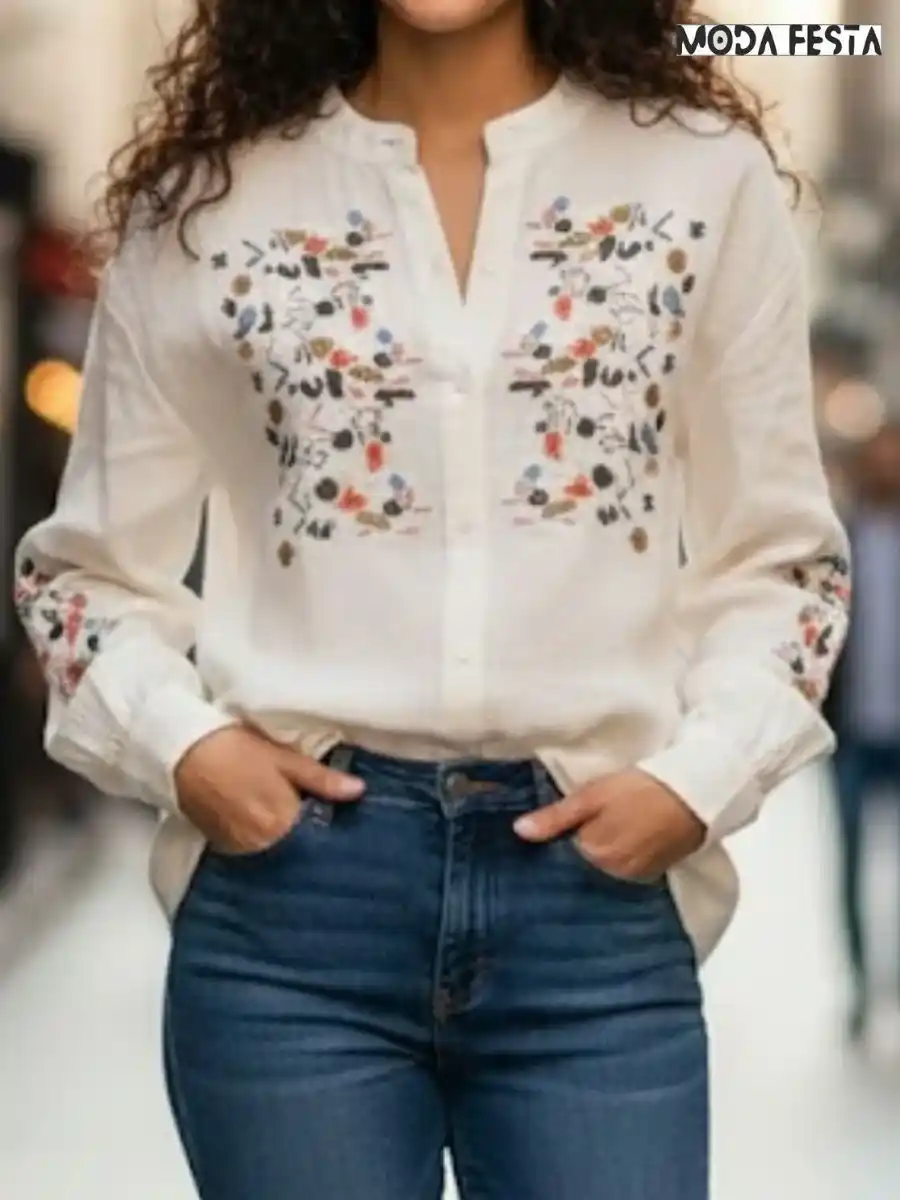 ModaFesta -elegant-embroidered-linen-shirt-cream