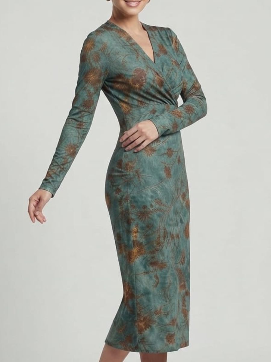 ModaFesta -full-sleeve-velvetbraso-v-nack-bodycon-party-wear-dress-green