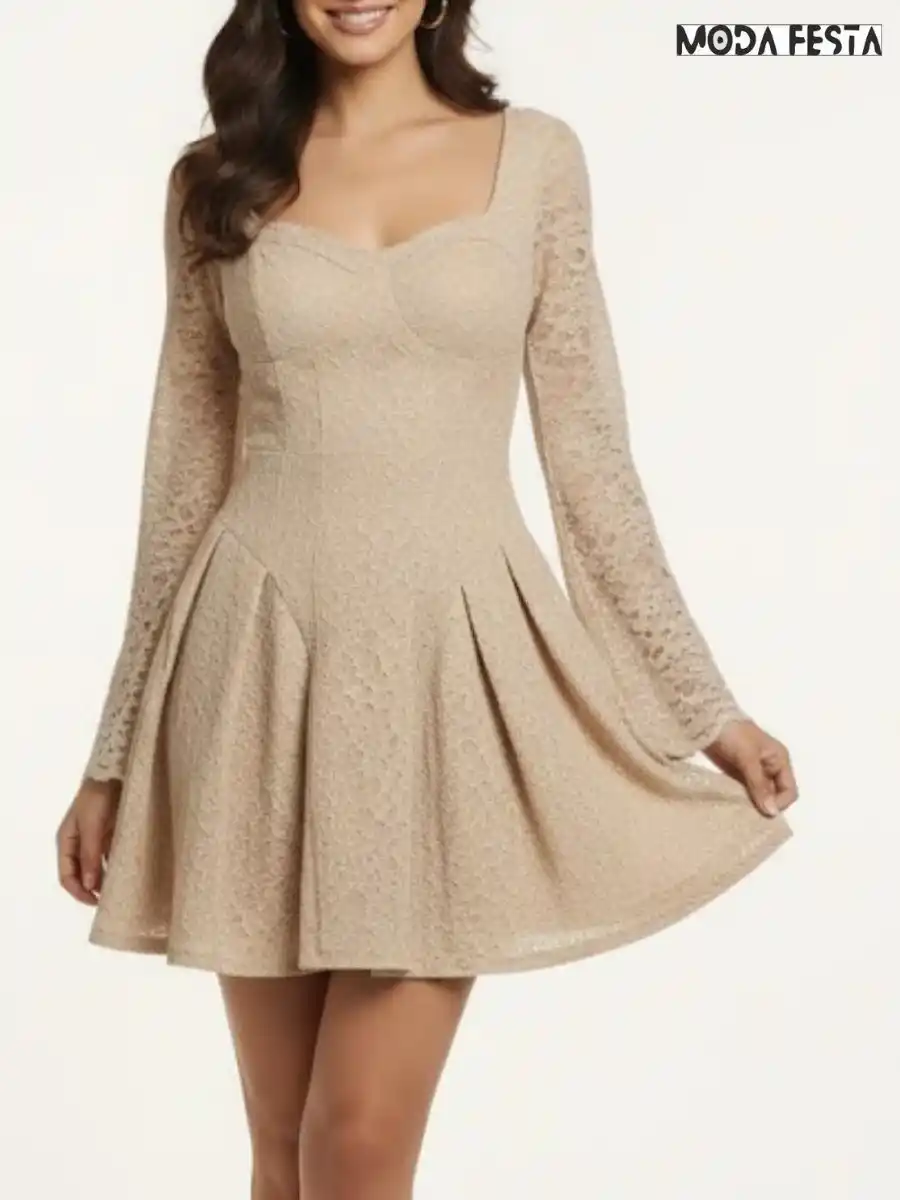 ModaFesta -elegant-mini-lace-dress-beige