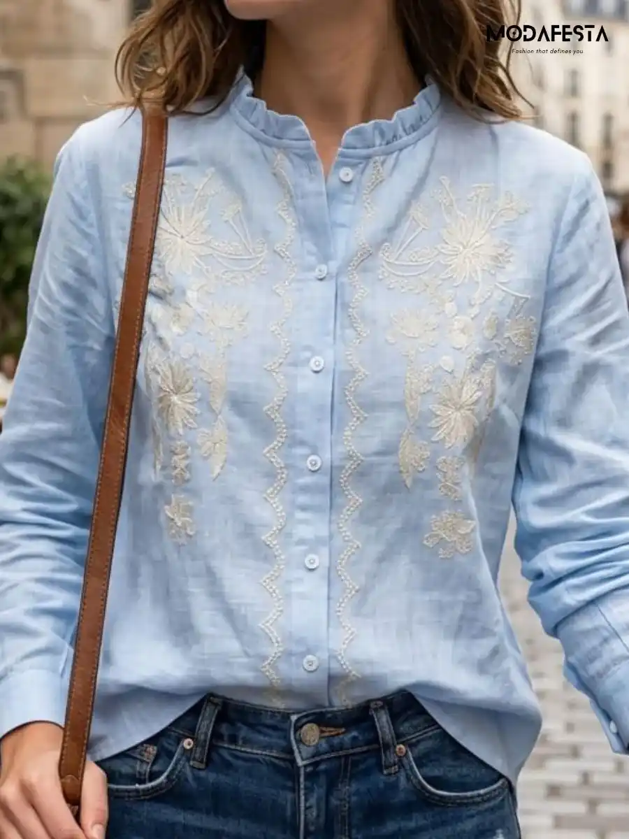 Elegant Floral Embroidered Design Shirt