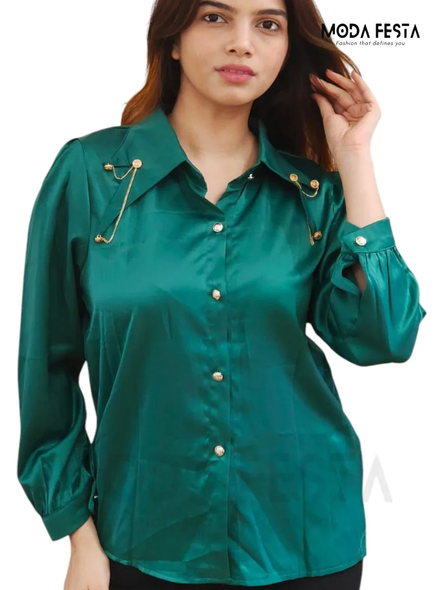 ModaFesta -elegant-style-satin-shirt-green