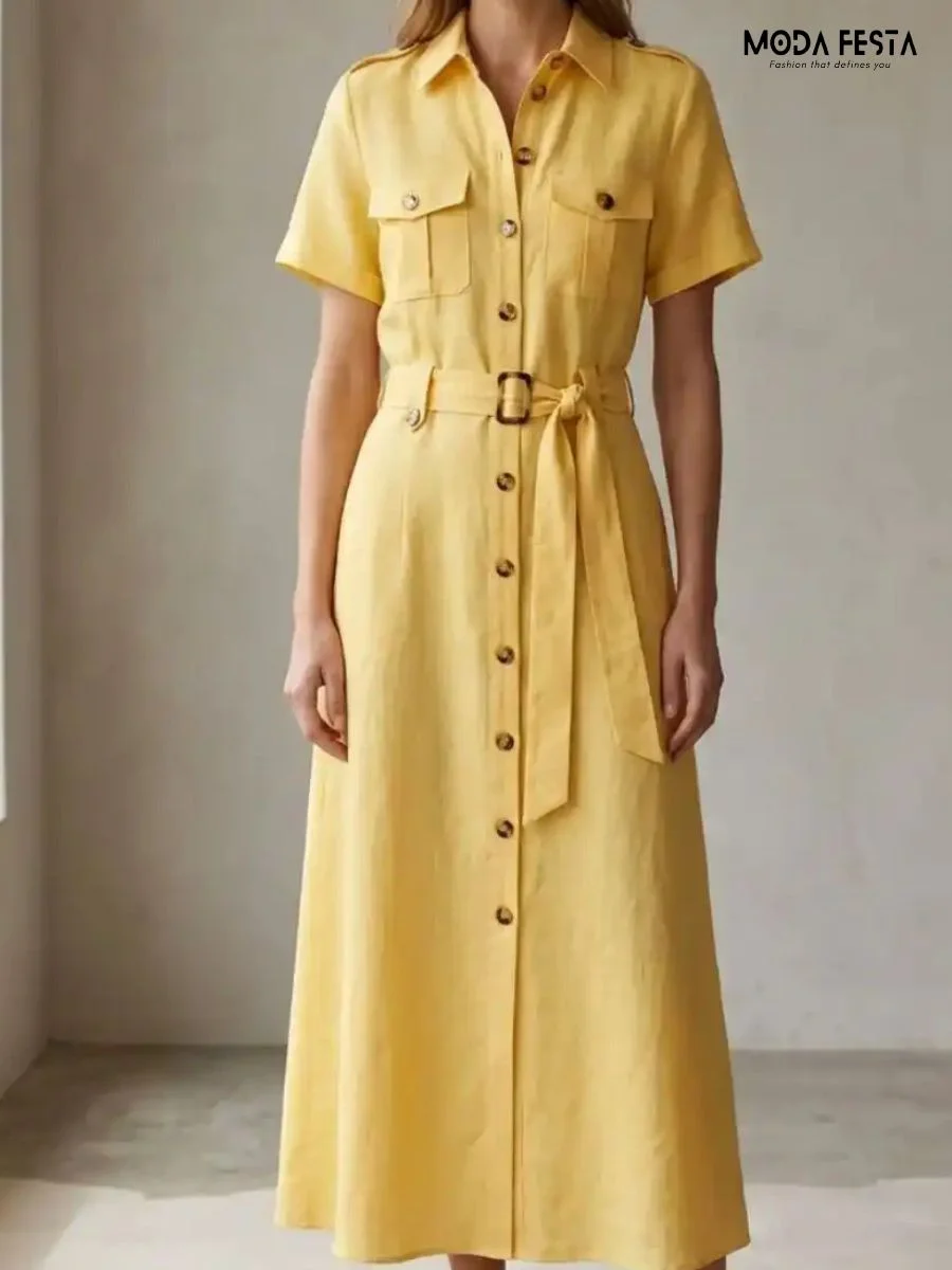 Yellow Breeze Shirt Maxi Dress