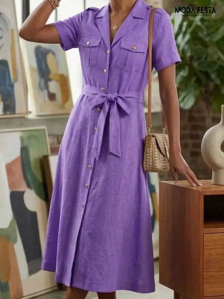 Lavender Grace Shirt Midi Dress