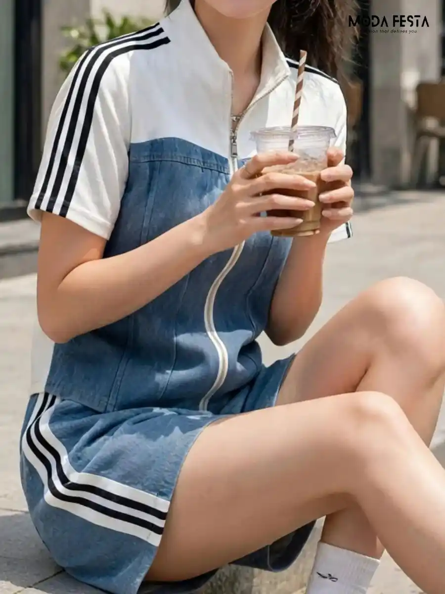 ModaFesta -denim-short-co-ord-set-white