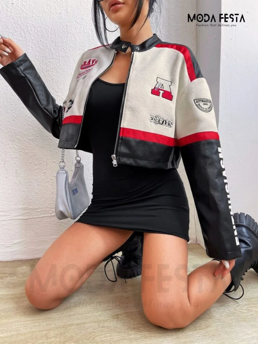 ModaFesta -rider-crop-jacket-red