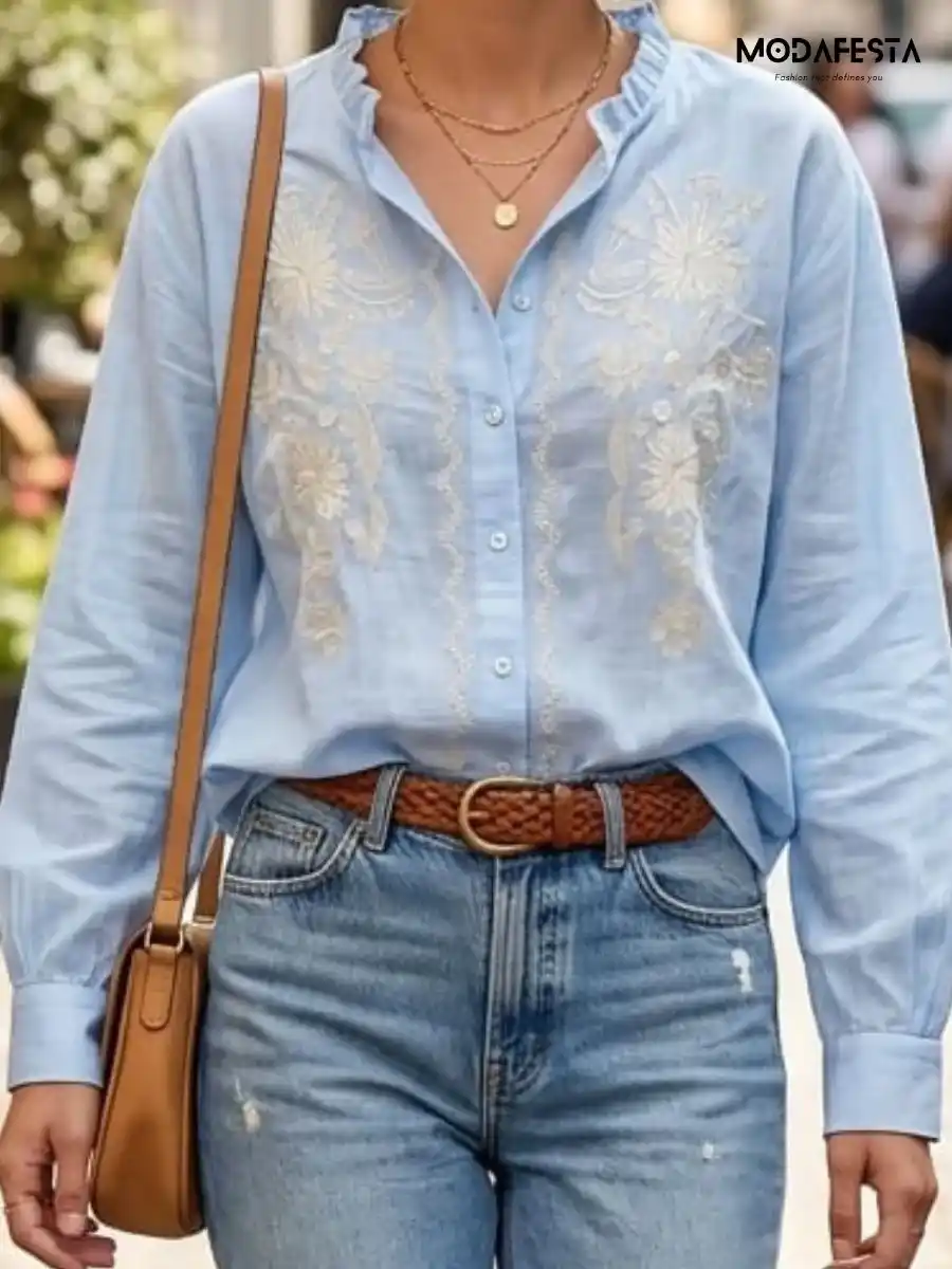 ModaFesta -elegant-floral-embroidered-design-shirt-sky-blue