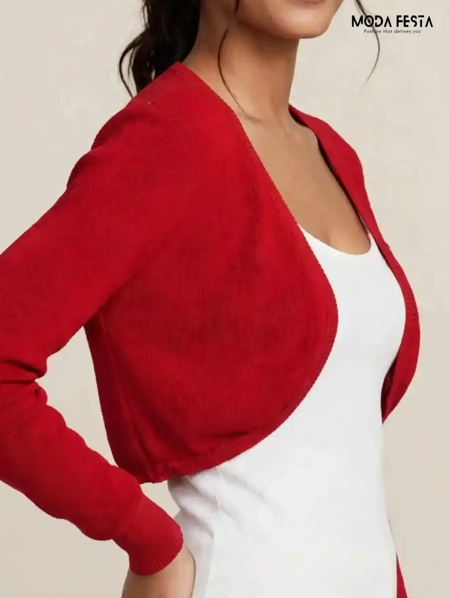 ModaFesta -red-open-front-bolero-shrug