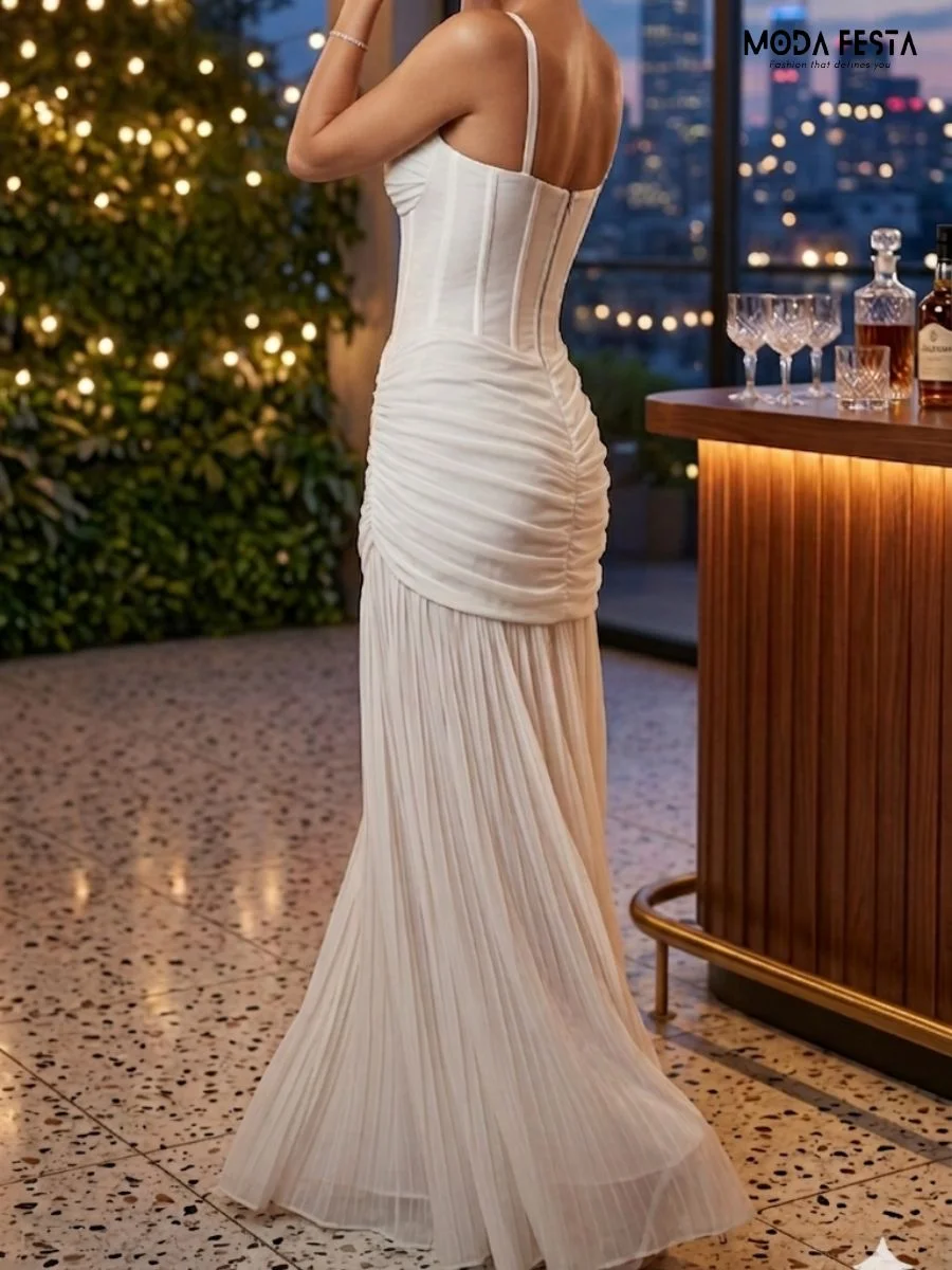 ModaFesta -bianca-Corset-ruched-maxi-dress