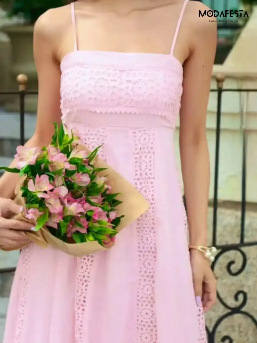 ModaFesta -elegant-spaghetti-cotton-lace-dress-light-pink