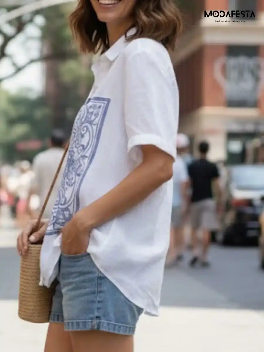 ModaFesta -elegant-abstract-blue-print-shirt-white