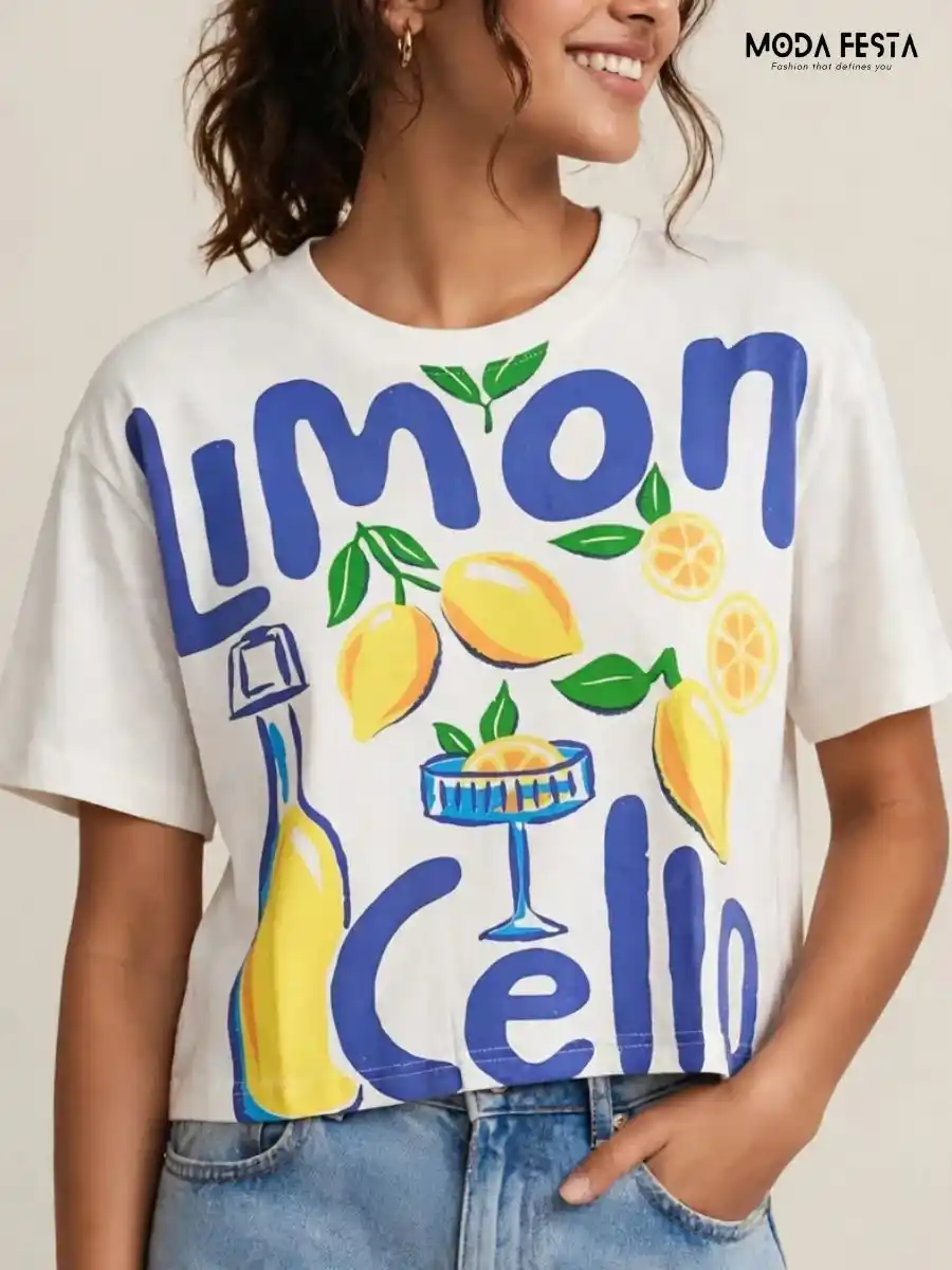 ModaFesta -limoncello-graphic-print-crop-t-shirt