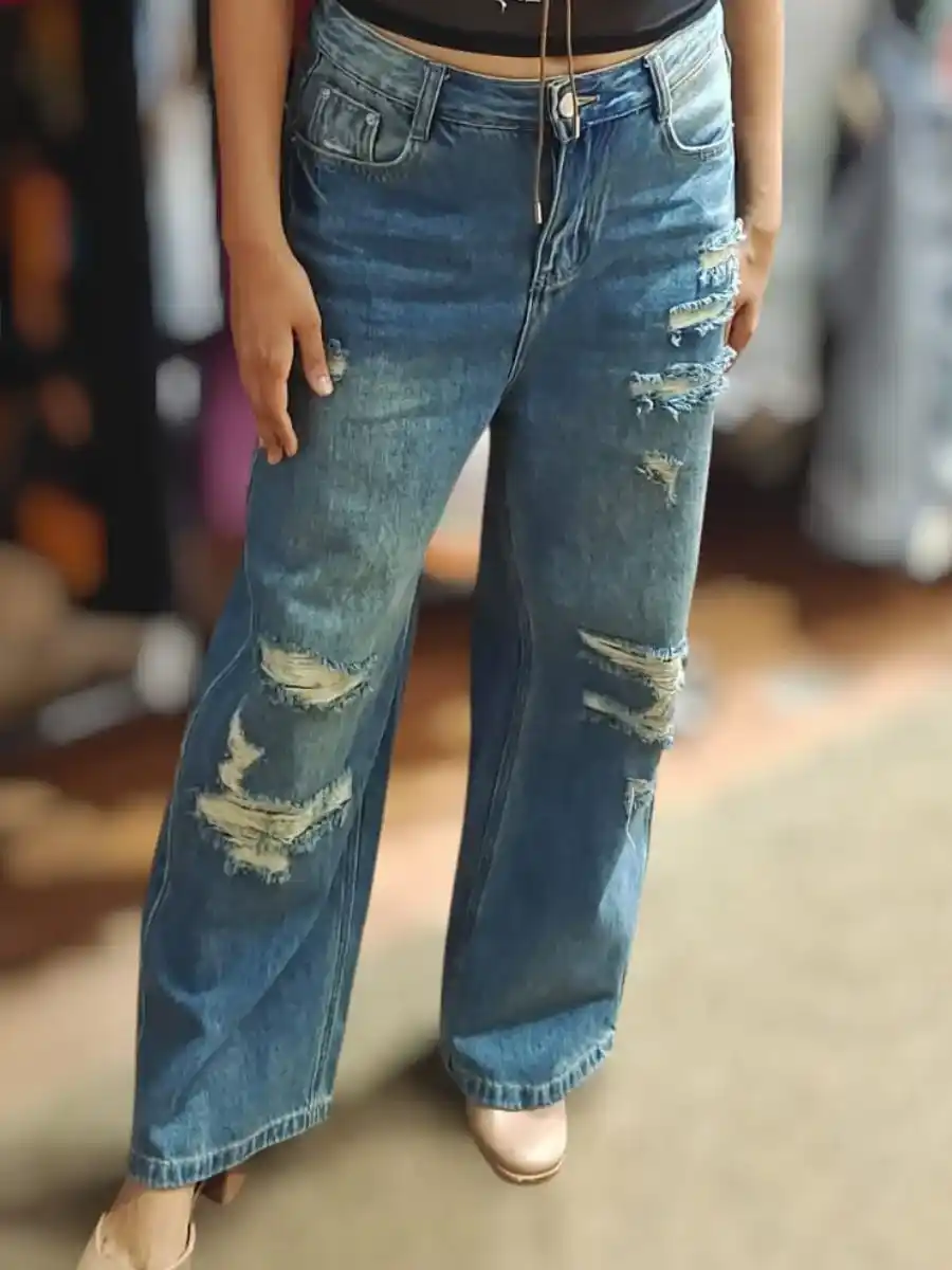 ModaFesta -stylish-ripped-baggy-jeans-blue