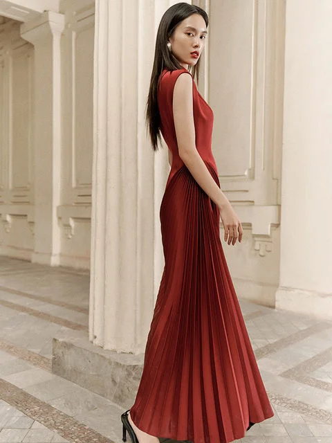 ModaFesta -peirse-luxury-irregular-pleated-evening-dress-maroon