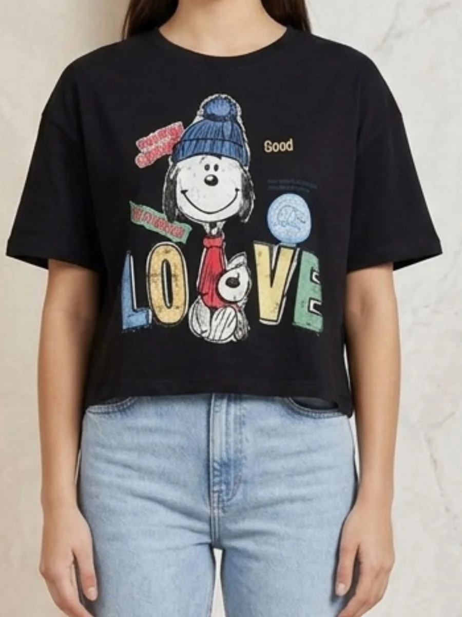 ModaFesta -snoopy-graphic-black-tee