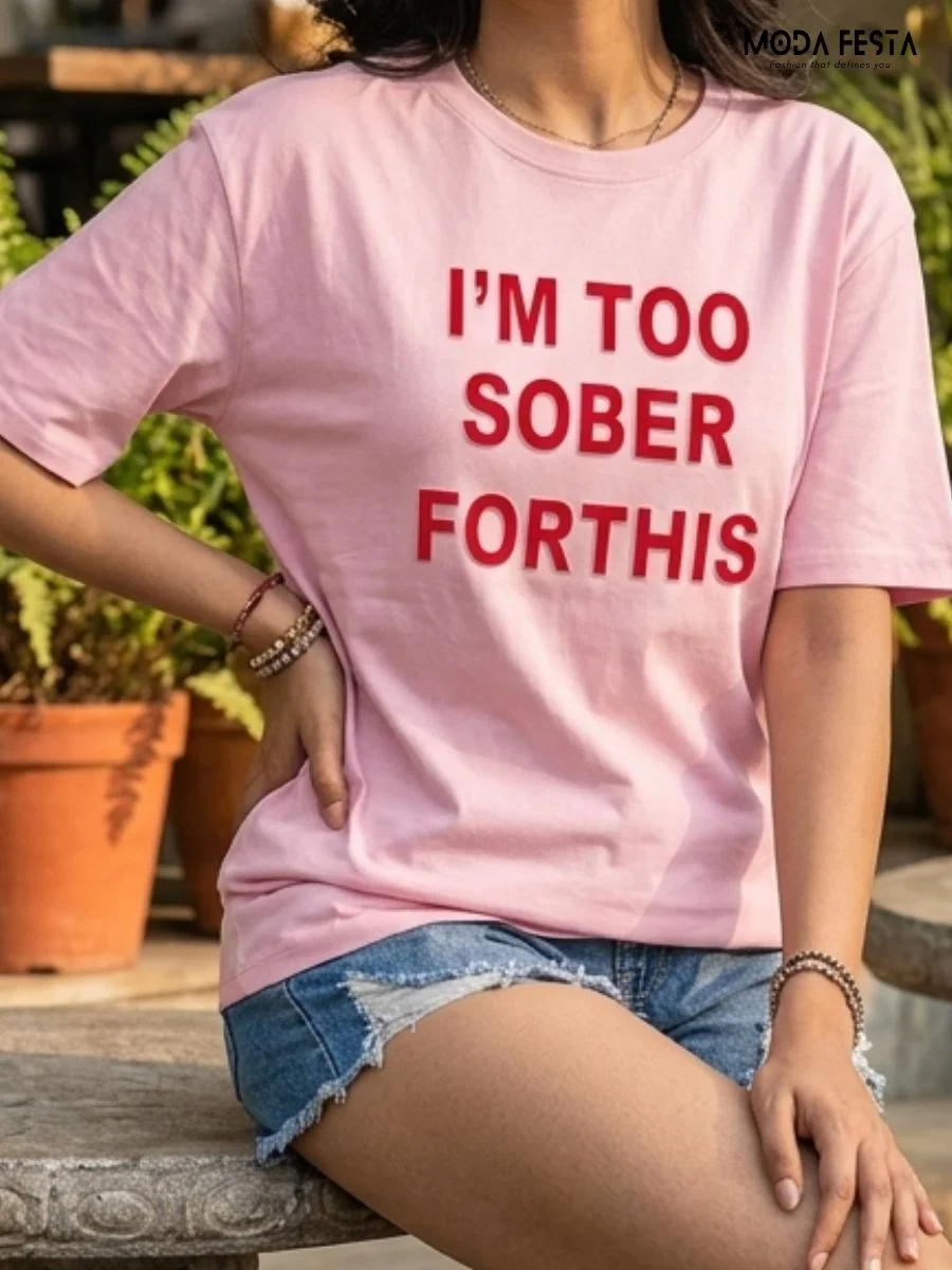 ModaFesta -bold-text-pink-tshirt