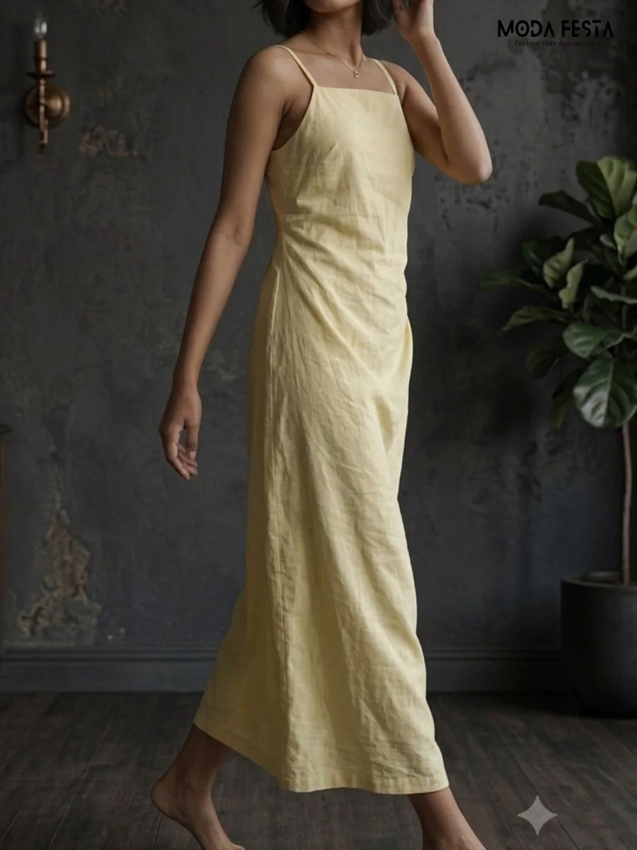 ModaFesta -sleeveless-midi-dress-spaghetti-midi-dress-square-neckline