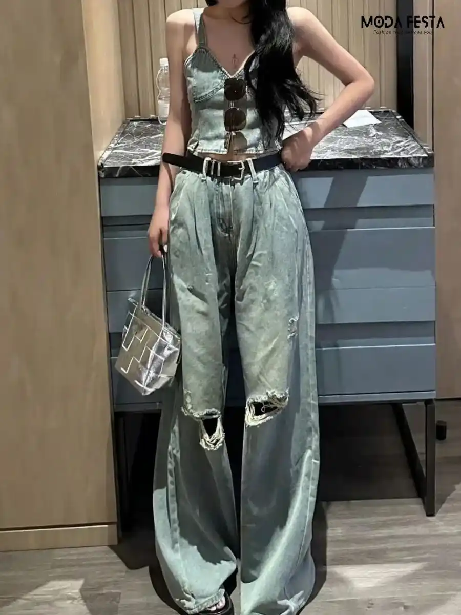 ModaFesta -waist-coat-denim-co-ord-set-ligh-jeans
