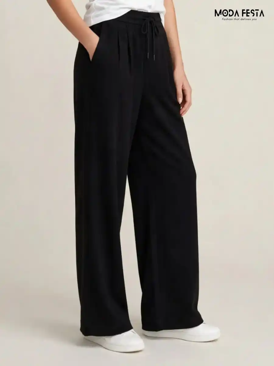 ModaFesta -black-drawstring-scuba-pants