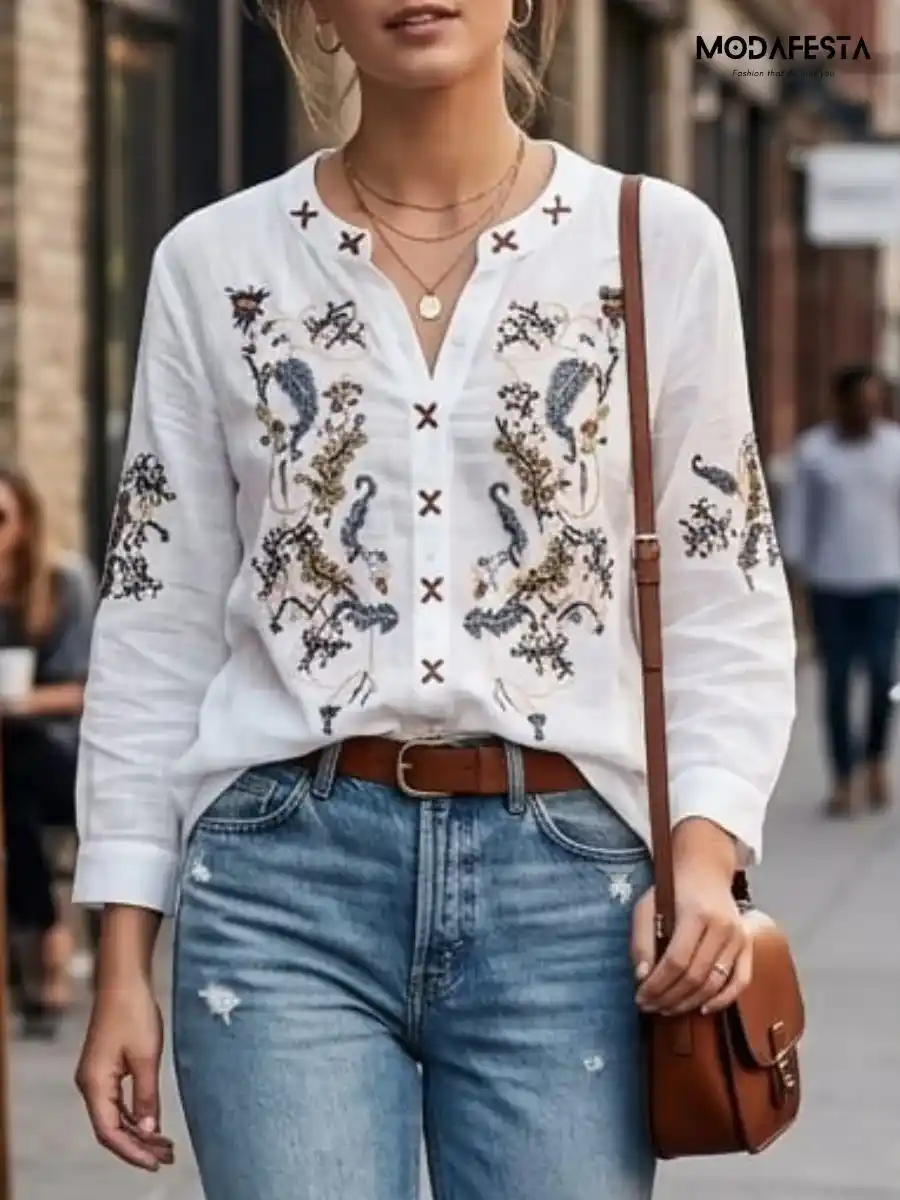 ModaFesta -elegant-floral-embroidered-cotton-shirt-1-white
