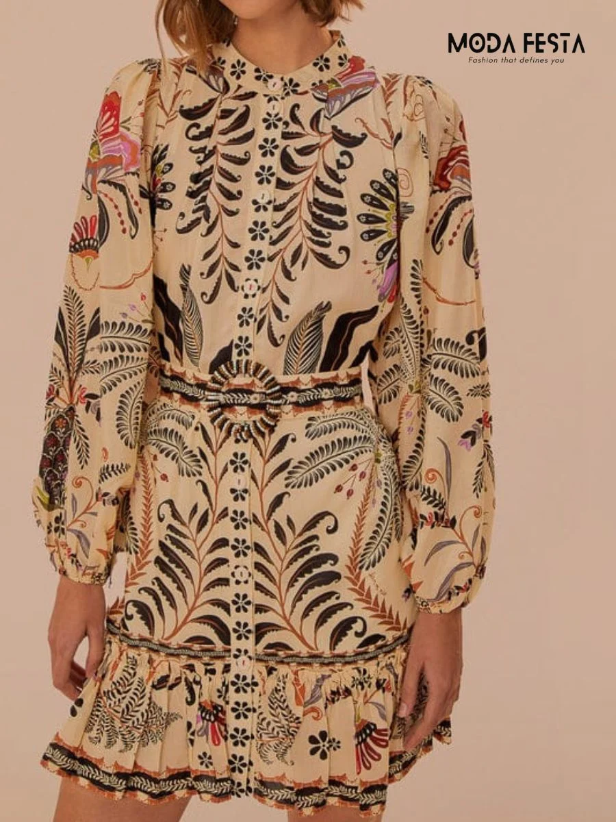 Botanical Print Mini Dress